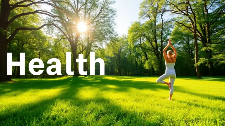 Engage with healthlifeherald by practicing yoga in a tranquil green setting bathed in sunlight.