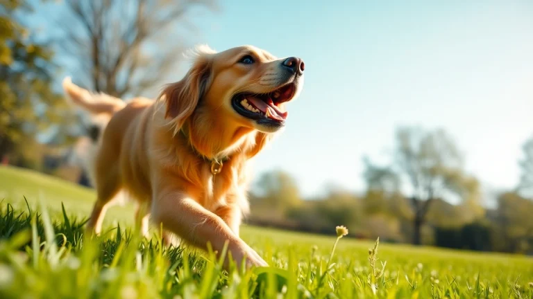 Train your pet with Kate's K9 Pet Care in a sunny park with a playful golden retriever.