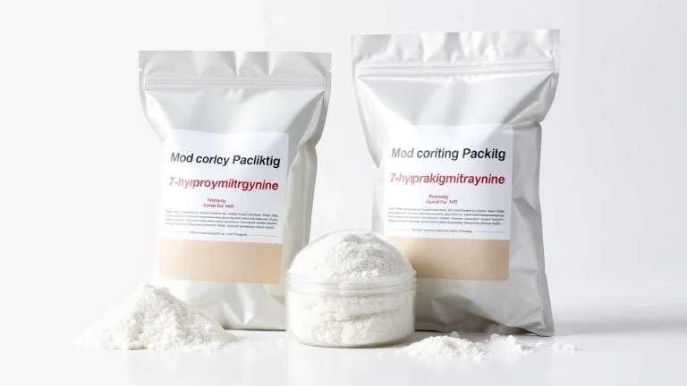 Showcase of high-quality 7 hydroxymitragynine bulk packaging, highlighting its purity and appealing design.