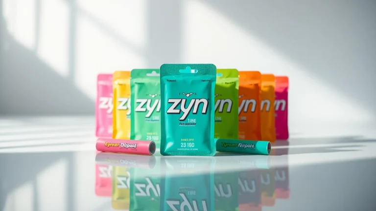 Discover Zyn Bahrain's unique nicotine pouch flavors stacked attractively on a stylish surface.