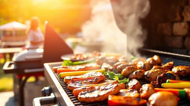 Enjoy a feast with Caterer für Grillbuffet und BBQ in Berlin showcasing grilled delicacies on a vibrant outdoor setting.