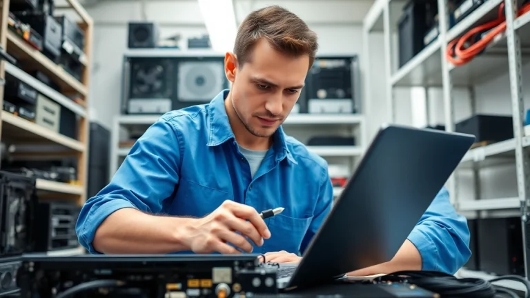 Riparazione pc Torino da un tecnico professionista in un laboratorio moderno.