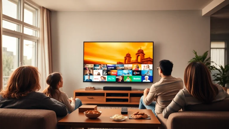 Experience diverse IPTV services on a modern screen in a cozy home setting.