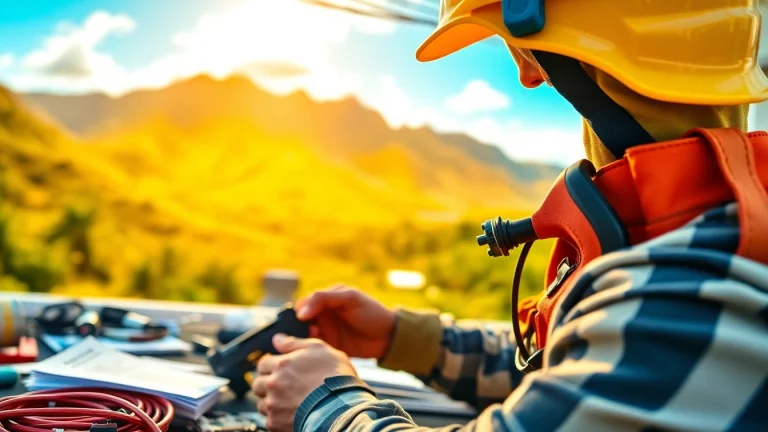 Electrician apprenticeship Hawaii with an apprentice actively engaged in wiring at a training site.