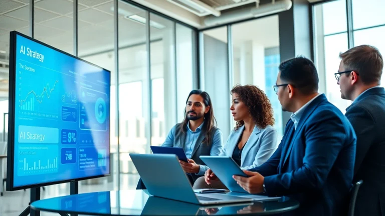 Outline an effective ai strategy with a professional team in a modern office.