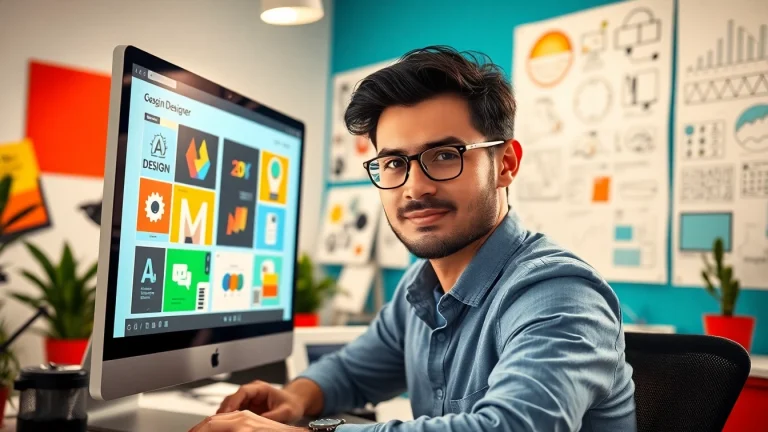 Creating stunning AI design solutions in a vibrant workspace with innovative tools.