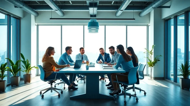Dynamic team collaborating in a startup fractional agency setting to drive growth.