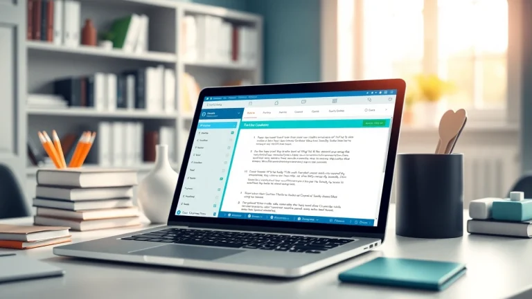 Analyze your text effectively with our ai checker tool displayed on a modern laptop in a bright office.