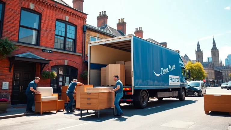 Efficient moving services in London showcasing professional movers unloading furniture.