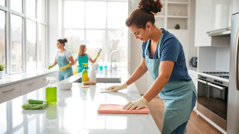 Move Out Cleaning Camarillo with professionals cleaning a sparkling kitchen, showcasing attention to detail.