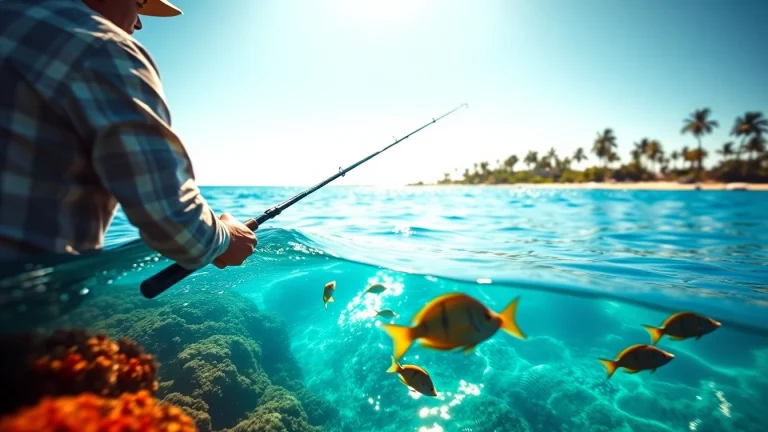 Engage in saltwater fly fishing with a skilled angler casting in a beautiful ocean setting.