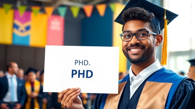 Graduate proudly displaying where to buy phd degree diploma at graduation ceremony.