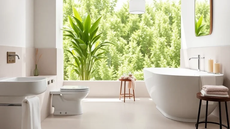 Showcase American Standard bathroom fixtures elegantly arranged in a modern setting.