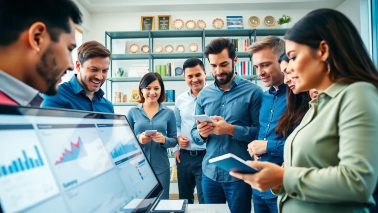 Content Agency team brainstorming innovative strategies in a vibrant office atmosphere.
