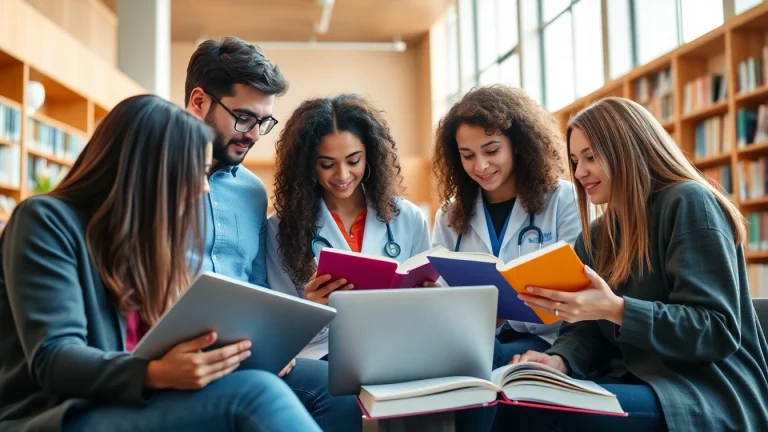 Medizinstudium ohne Aufnahmeprüfung: Studierende lernen gemeinsam in einer Bibliothek.
