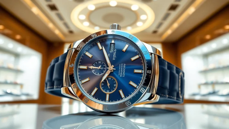Sell luxury watch in an elegant store setting highlighting exquisite details.