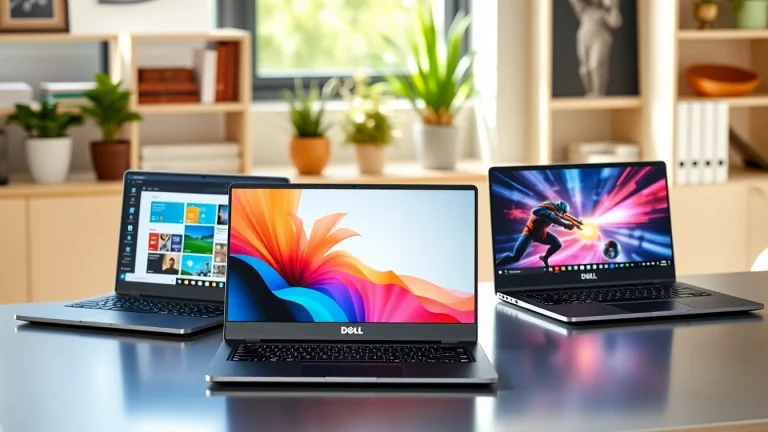 Comparar laptops dell de alta calidad en un entorno de oficina moderna y profesional.