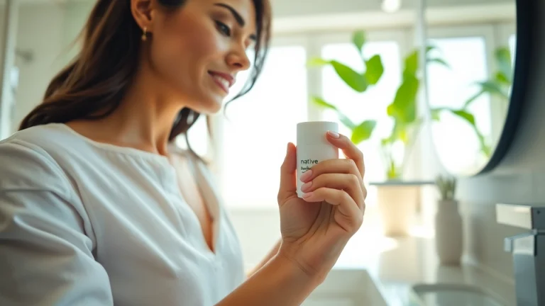Evaluate if Native Deodorant is good with a woman applying it in a bright setting.
