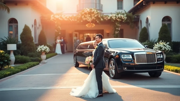 Celebrate with a luxurious wedding limo service at a beautiful venue.