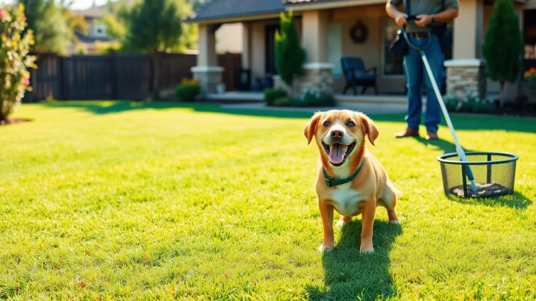 Alamo Ranch poop scooper expertly cleaning a dog-friendly yard, showcasing pristine pet waste removal services.