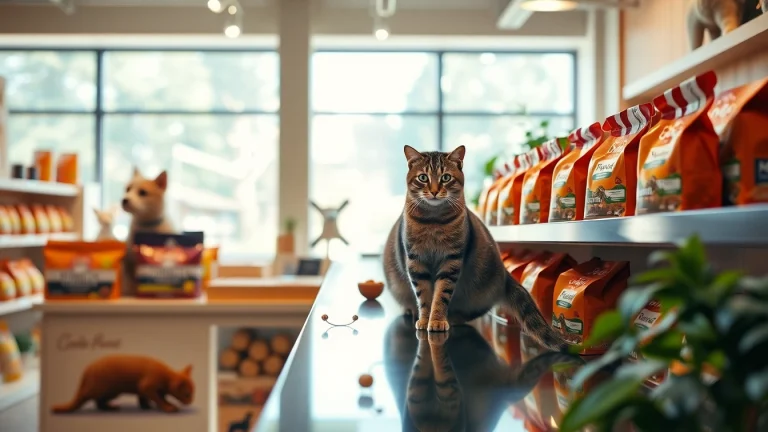 Showcase of Premium cat food North Vancouver with gourmet options in an inviting pet store display.