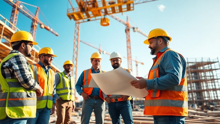 Engaged contractors representing the Southern California Contractors Association collaborating on construction plans.
