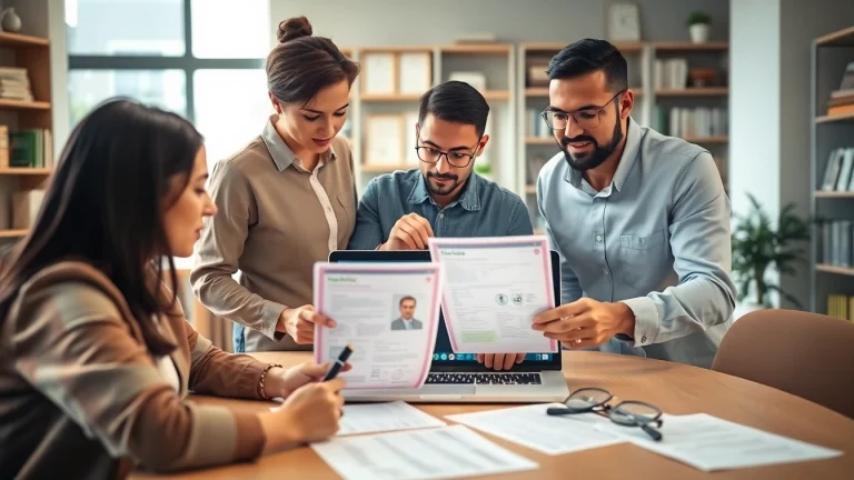 Verify first document verification process with a team examining identity documents.