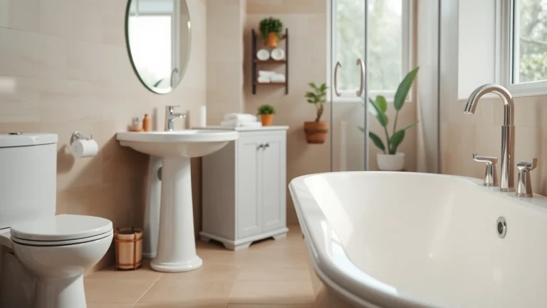 Showcase of American Standard bathroom fixtures in a modern, inviting setting.