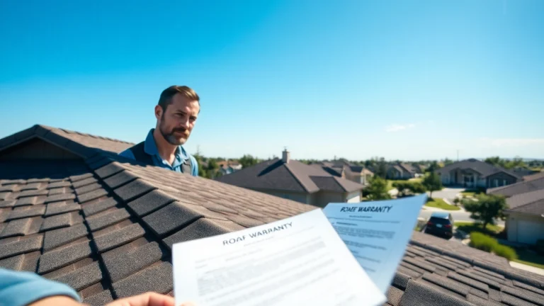 Assessing roof warranty options in Central Texas, a roofing expert evaluates a residential roof.