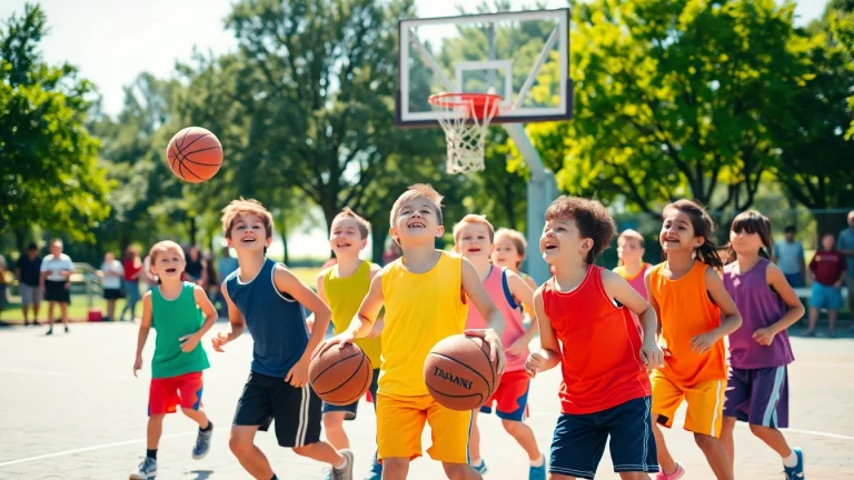 Young basketball enthusiasts passionately practicing their skills on an outdoor court.
