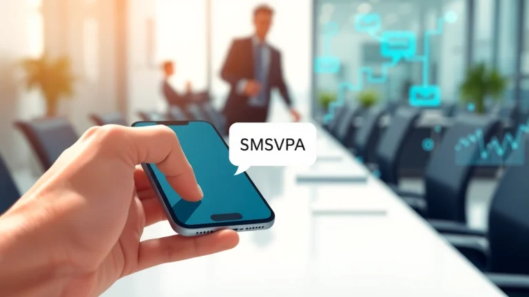 Utilize smsvpa for efficient SMS code reception on a smartphone in a modern office setting.
