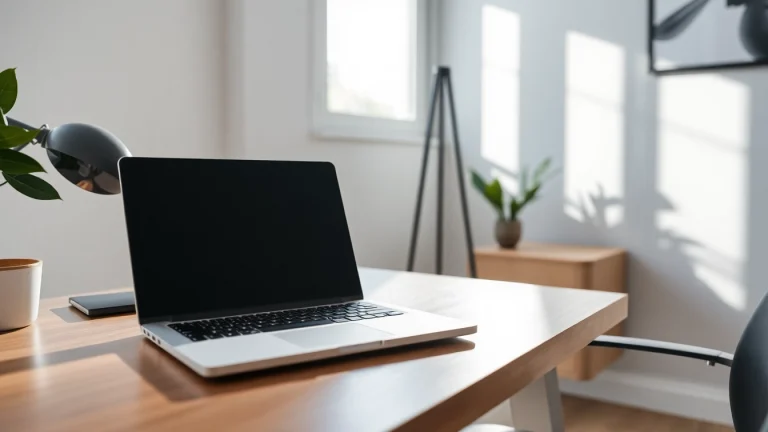 Download 電腦版line下載 with a sleek laptop on a modern workspace, showcasing easy installation.