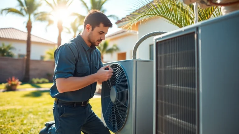 Expert AC repair technician servicing an AC unit in Glendale, AZ, emphasizing reliability in repair.