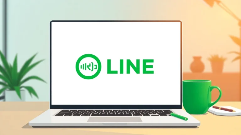 Download 電腦版line下載 on a laptop with a modern workspace, showcasing productivity and communication.