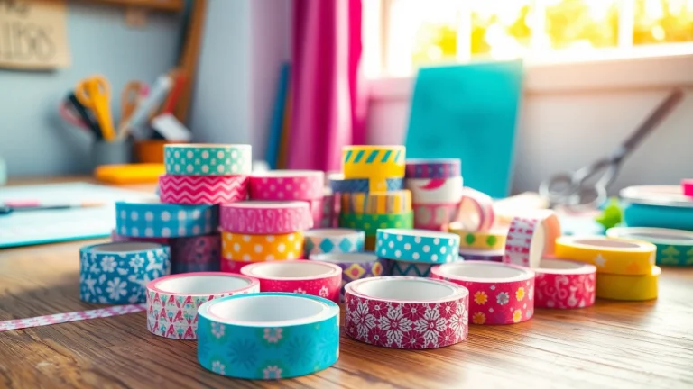 Custom washi tape displayed on a crafting table, showcasing unique patterns and vibrant colors.