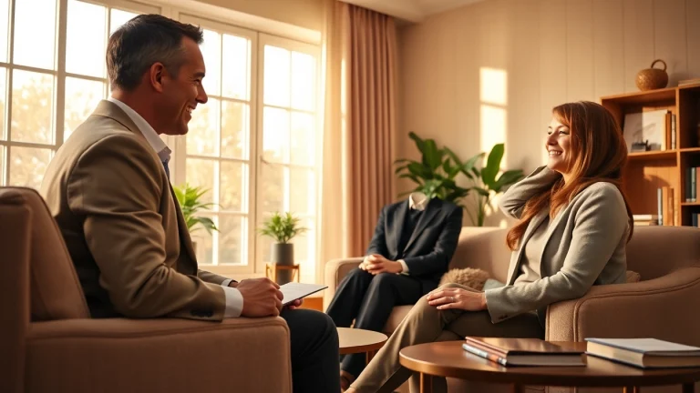 Engaging relationship coach providing support in a professional setting