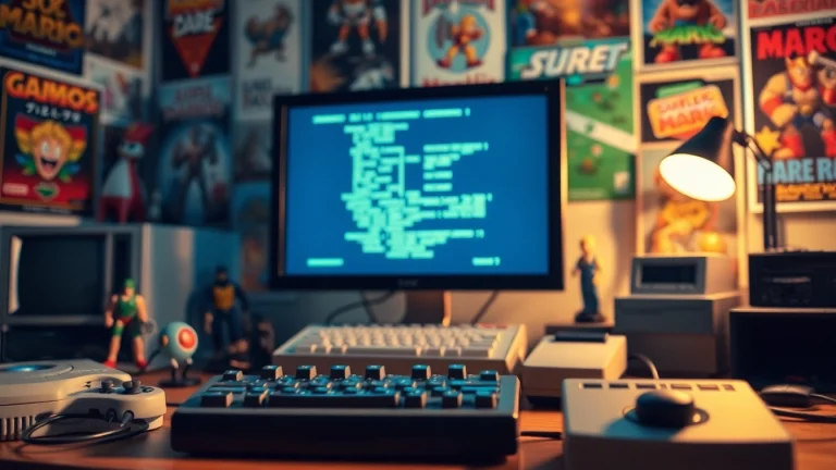 Discover enticing DOS games download options in a cozy retro gaming setup.
