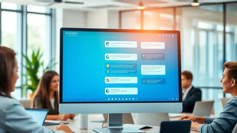 Engaging AI chatbot for website displayed on a computer screen with dynamic user interaction.