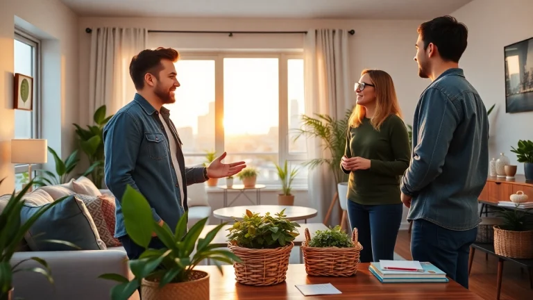 Engaging host showcasing AI for Airbnb hosts in a warm rental home environment.