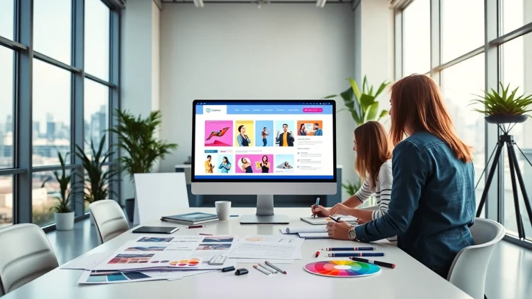 Engaging web design edmonton team collaborating on modern websites in a professional workspace.