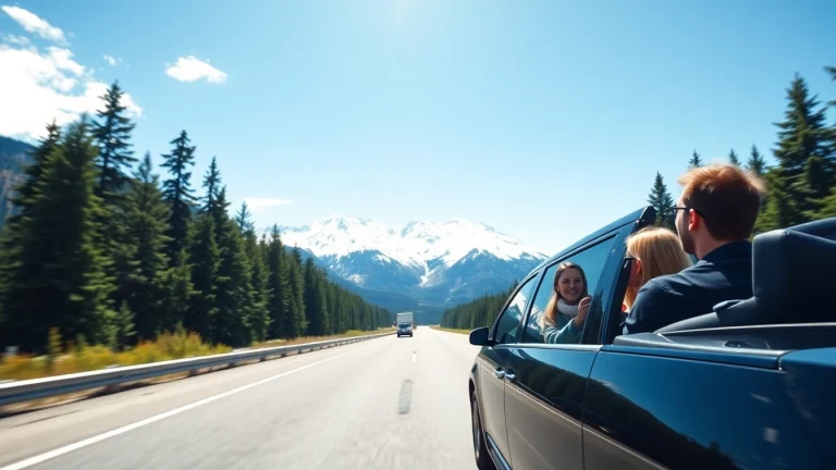 Comfortable Vancouver to whistler car service in a luxury limousine on a scenic highway.