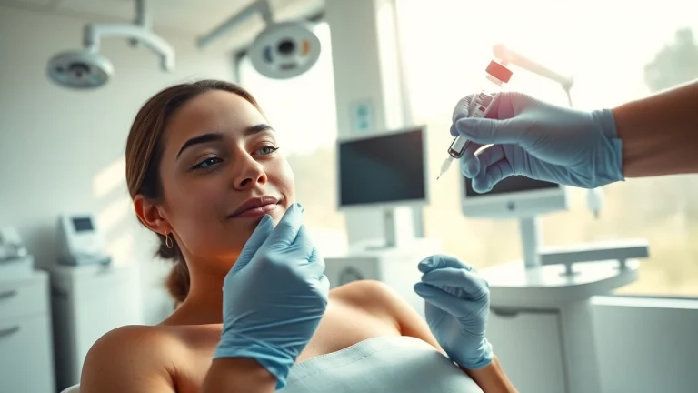 Administering fillers for wrinkles in a serene clinic environment by a professional practitioner.