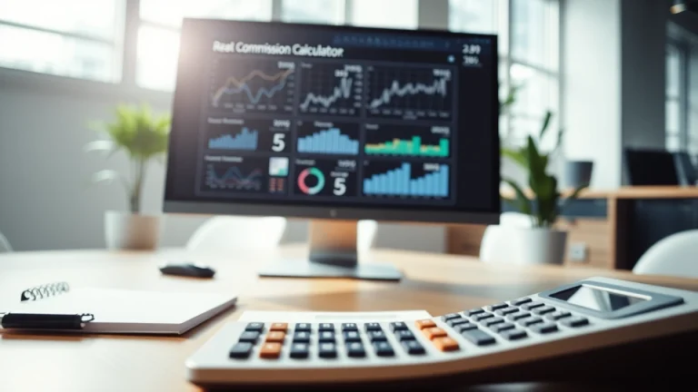 Use Real Estate Commission Calculator BC to analyze realtor fees in a modern office setup.