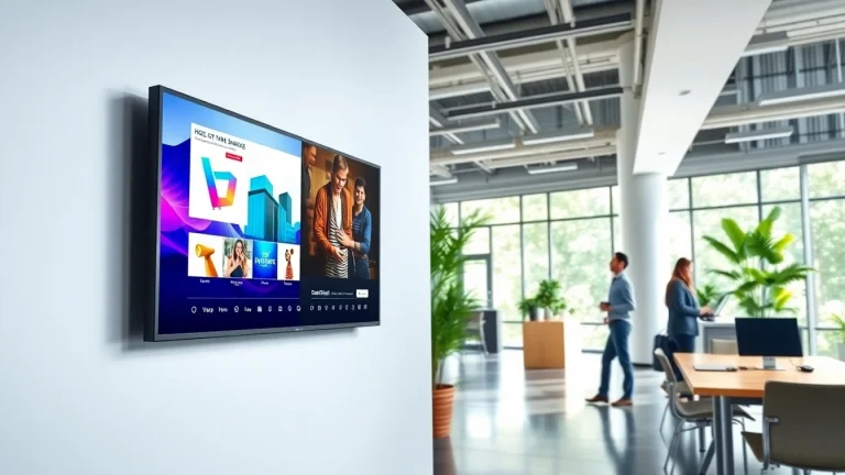 Engaging view of a Free signage platform for businesses displayed in a professional office setting.