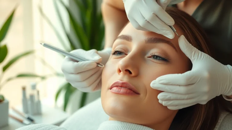 Performing a thread lift procedure with serene atmosphere and expert precision.