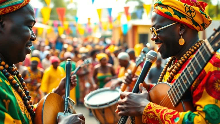 Stream African music anytime with vibrant musicians and festive atmosphere, capturing cultural essence.