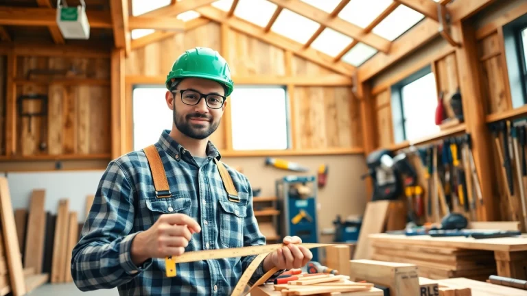 Carpentry apprenticeship near me where an apprentice is engaged in hands-on learning in a workshop.