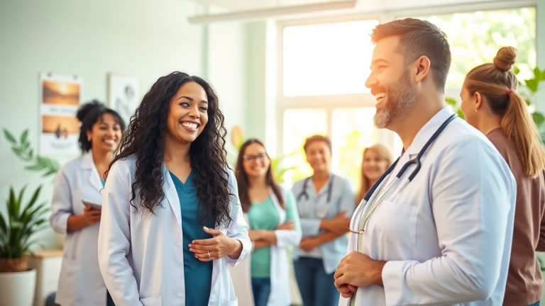 Healthcare professional guiding a patient in a medical weight loss clinic.
