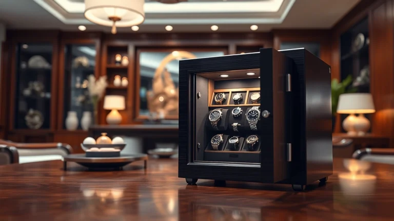 Securely storing luxurious watches in a stylish watch safe designed for collectors.