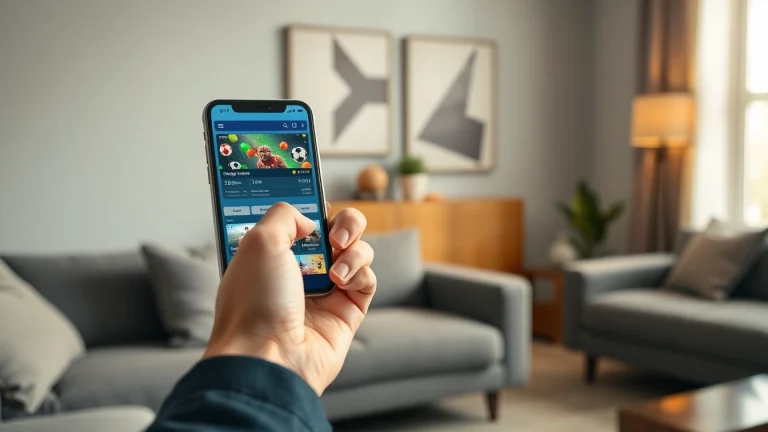 Interactive display of Best betting apps for Android on a smartphone amidst a stylish home setting.